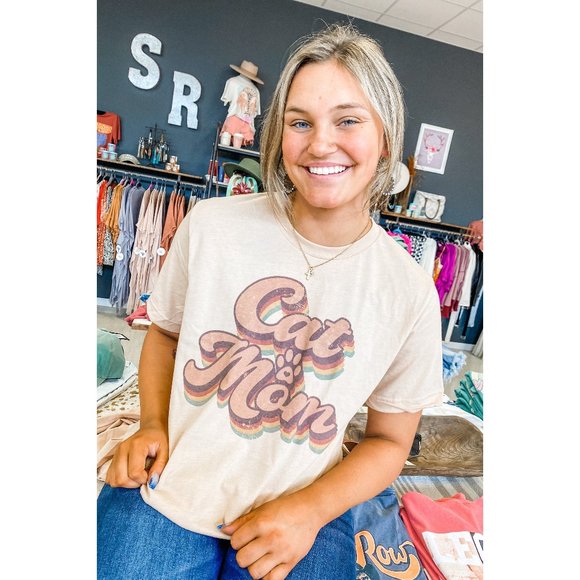 NWT Cat Mom Tan Graphic Tee - Picture 1 of 1